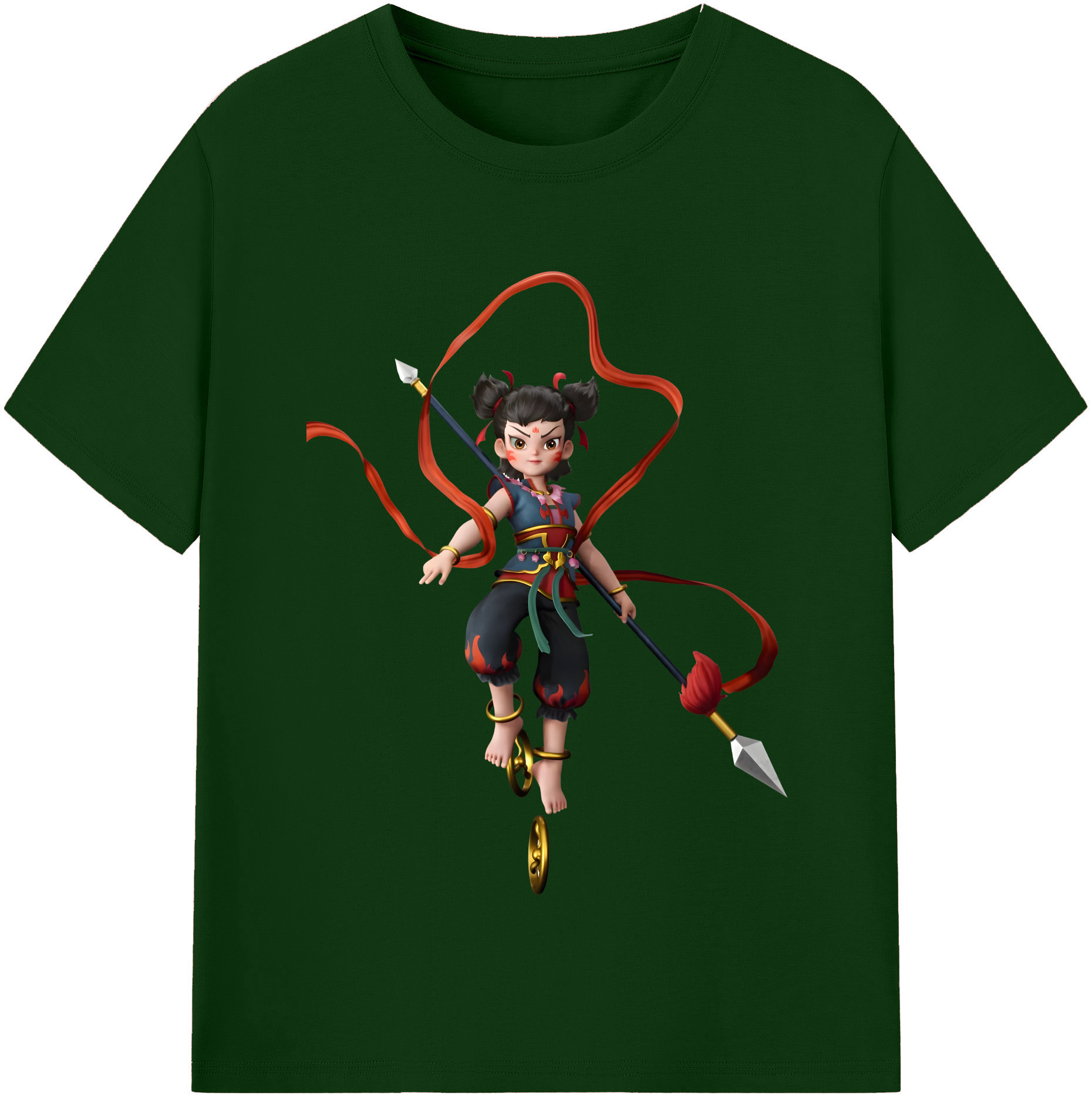 （画像用） Ne Zha 2 ナタ 魔童の大暴れ 綿100％半袖Tシャツ（フロントプリント）